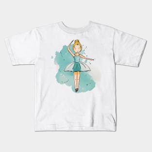 Cute ballerina girl with blue tutu Kids T-Shirt